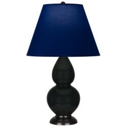 Double Gourd 22.75"H Obsidian And Bronze Lamp w/ Navy And Gray Shade