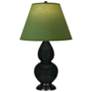 Double Gourd 22.75"H Obsidian And Bronze Lamp w/ Tea And Taupe Shade