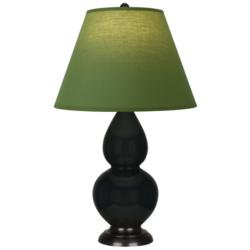 Double Gourd 22.75"H Obsidian And Bronze Lamp w/ Tea And Taupe Shade