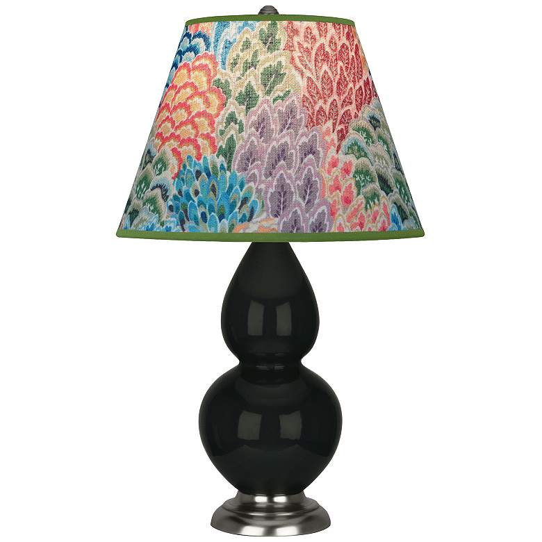 Image 1 Double Gourd 22.75"H Obsidian And Silver Accent Lamp w/ Spring Shade