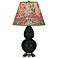 Double Gourd 22.75"H Obsidian And Silver Lamp w/ Fall Floral Shade