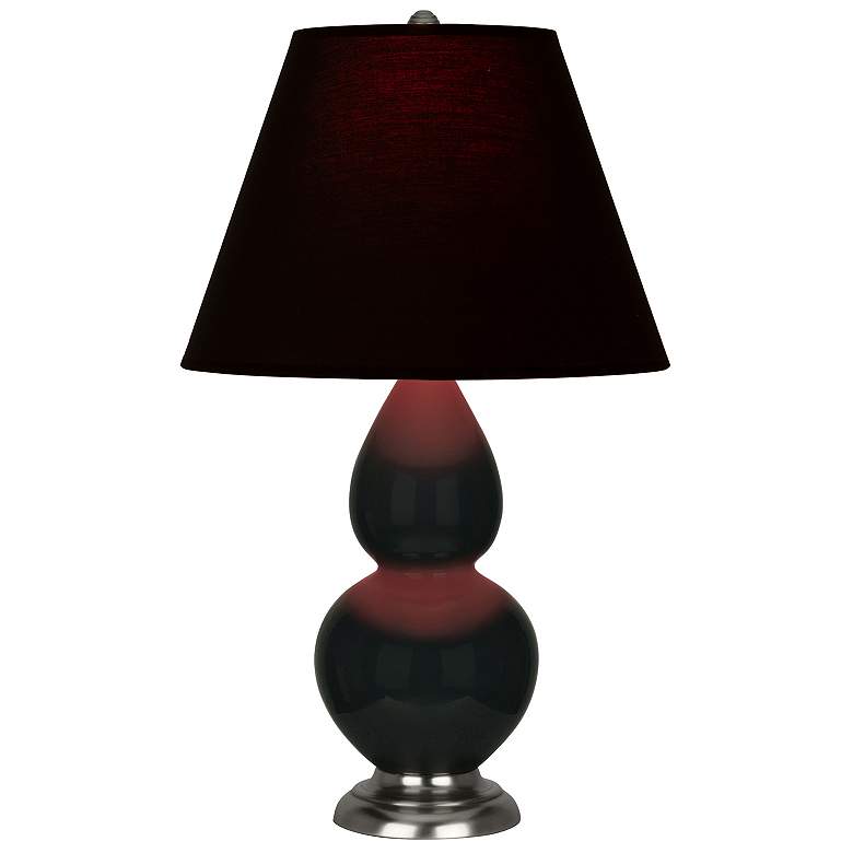 Image 1 Double Gourd 22.75"H Obsidian And Silver Lamp w/ Ink And Rose Shade