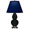 Double Gourd 22.75"H Obsidian And Silver Lamp w/ Navy And Gray Shade