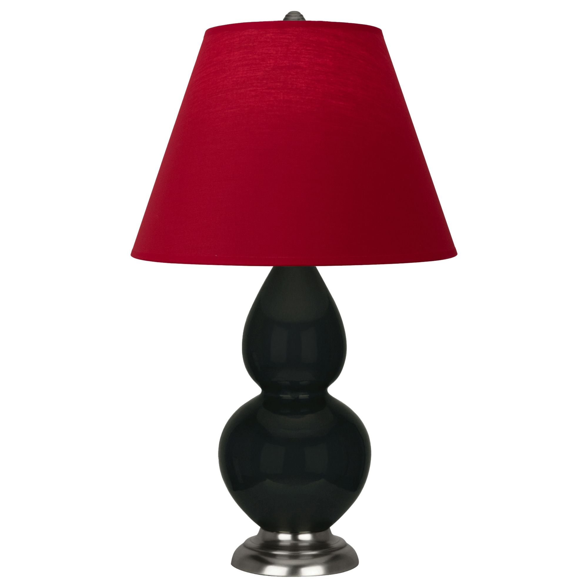 Image 2 Double Gourd 22.75"H Obsidian And Silver Lamp w/ Rose And Ink Shade more views