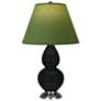Double Gourd 22.75"H Obsidian And Silver Lamp w/ Tea And Taupe Shade