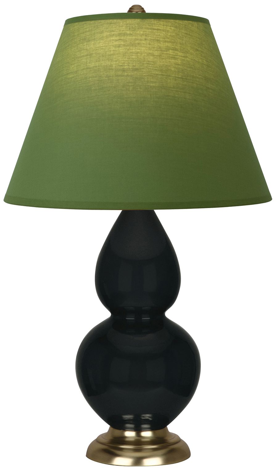 Double Gourd 22.75"H Obsidian & Brass Lamp w/ Tea & Taupe Made to Order