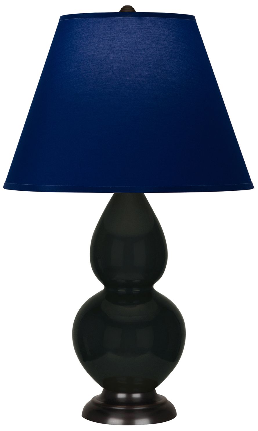 Double Gourd 22.75"H Obsidian & Bronze Lamp w/ Navy & Gray Made to Order