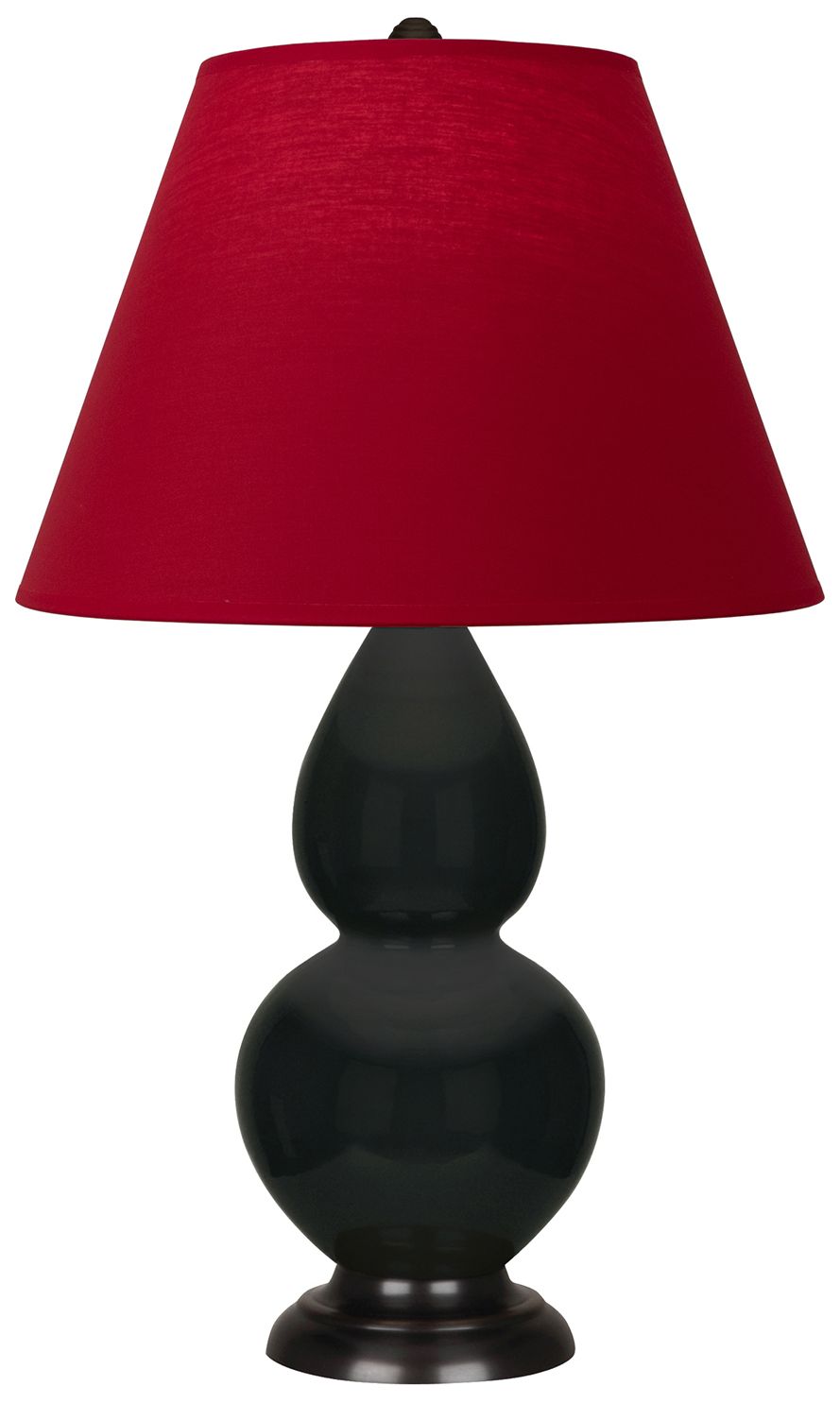 Double Gourd 22.75"H Obsidian & Bronze Lamp w/ Rose & Ink Made to Order