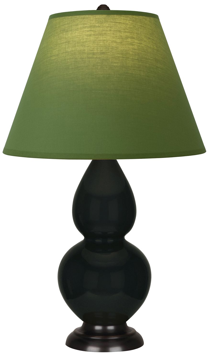 Double Gourd 22.75"H Obsidian & Bronze Lamp w/ Tea & Taupe Made to Order