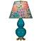 Double Gourd 22.75"H Peacock And Brass Accent Lamp w/ Spring Shade