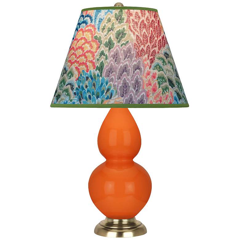 Image 1 Double Gourd 22.75"H Pumpkin And Brass Accent Lamp w/ Spring Shade
