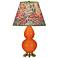 Double Gourd 22.75"H Pumpkin And Brass Lamp w/ Fall Floral Shade