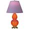 Double Gourd 22.75"H Pumpkin And Brass Lamp w/ Lavender And Plum Shade