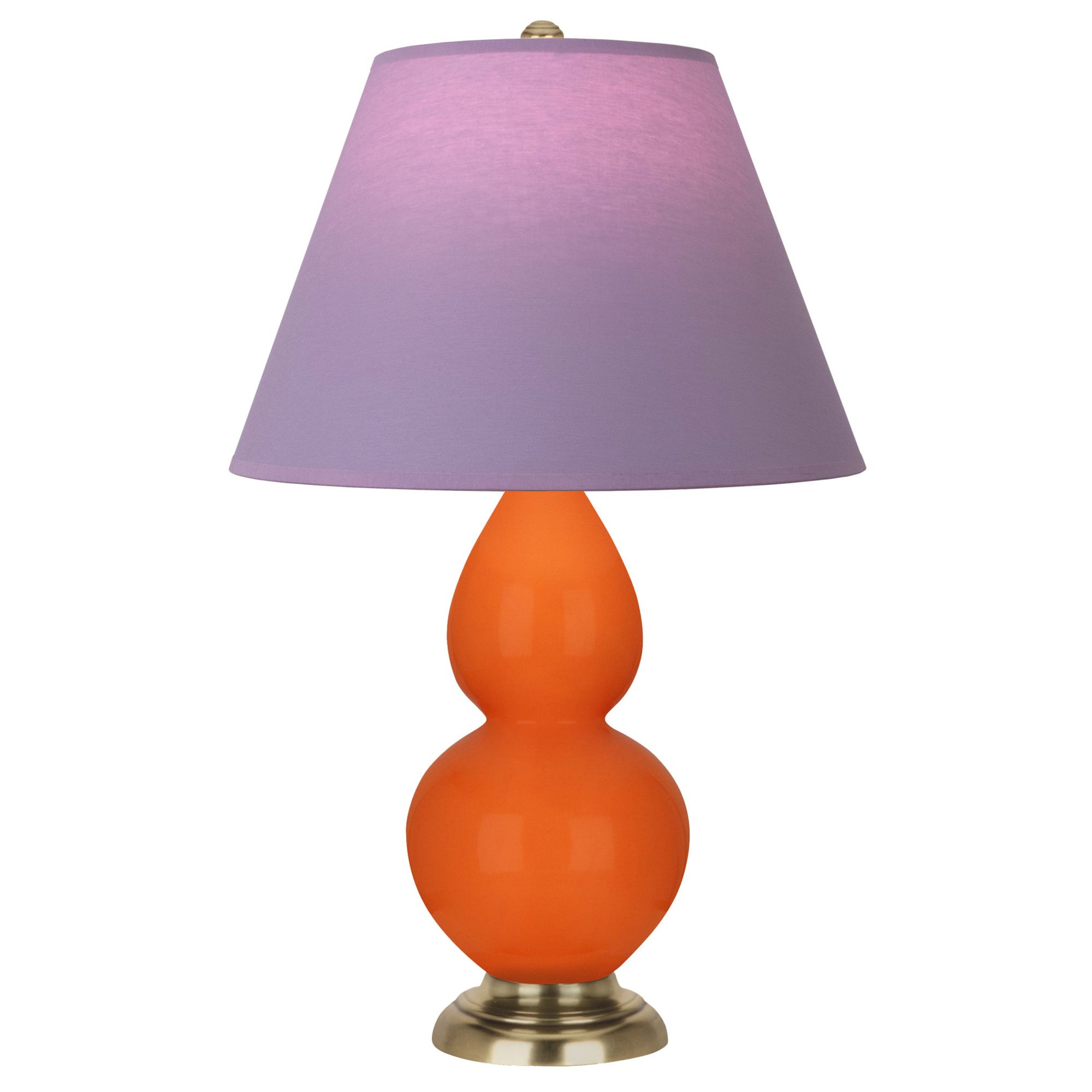 Image 2 Double Gourd 22.75"H Pumpkin And Brass Lamp w/ Lavender And Plum Shade more views
