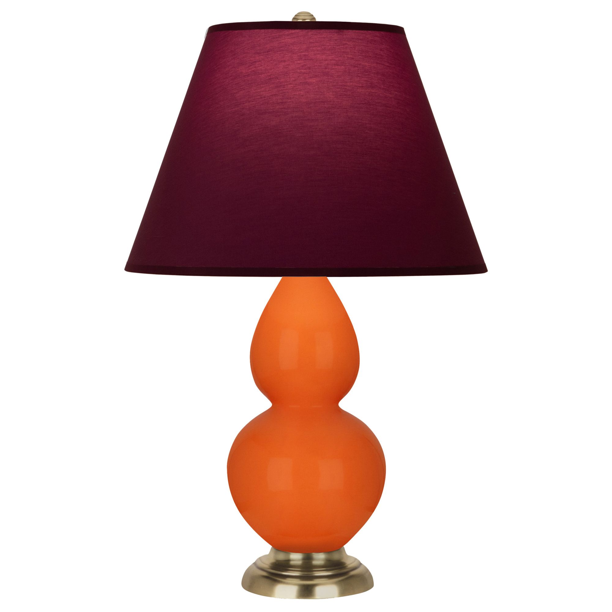 Image 2 Double Gourd 22.75"H Pumpkin And Brass Lamp w/ Plum And Lavender Shade more views