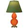 Double Gourd 22.75"H Pumpkin And Brass Lamp w/ Tea And Taupe Shade