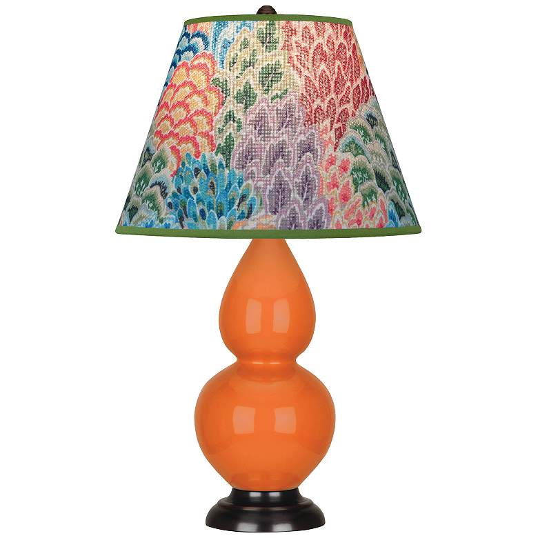 Image 1 Double Gourd 22.75"H Pumpkin And Bronze Accent Lamp w/ Spring Shade