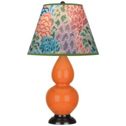 Double Gourd 22.75"H Pumpkin And Bronze Accent Lamp w/ Spring Shade