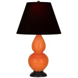 Double Gourd 22.75"H Pumpkin And Bronze Lamp w/ Ink And Rose Shade