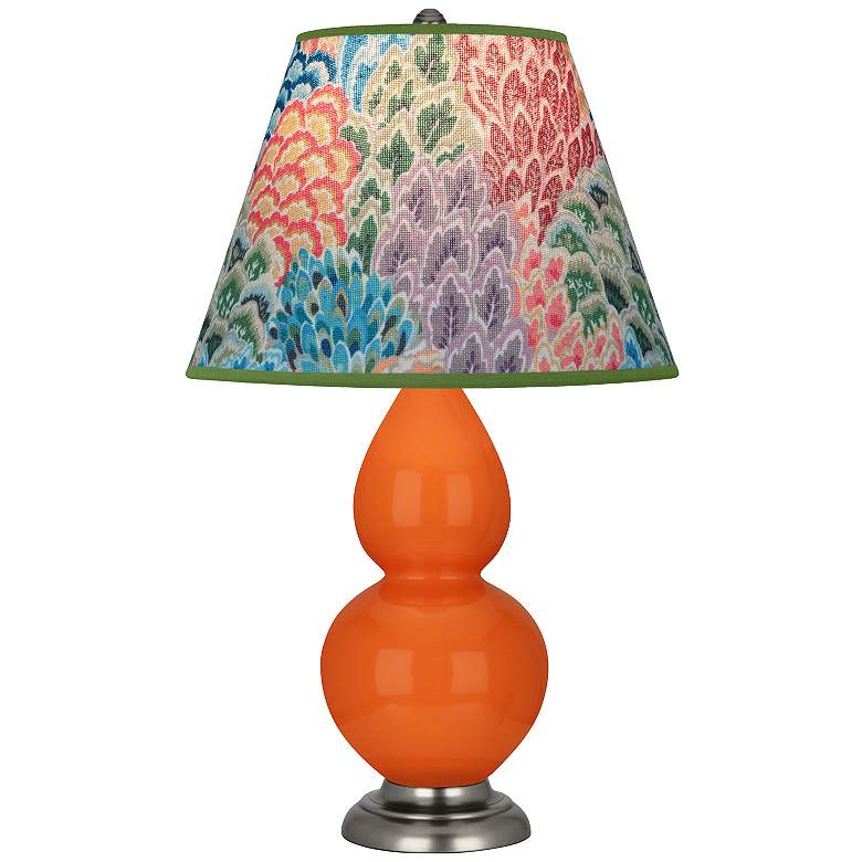 Image 1 Double Gourd 22.75"H Pumpkin And Silver Accent Lamp w/ Spring Shade