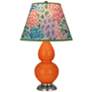 Double Gourd 22.75"H Pumpkin And Silver Accent Lamp w/ Spring Shade