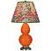 Double Gourd 22.75"H Pumpkin And Silver Lamp w/ Fall Floral Shade