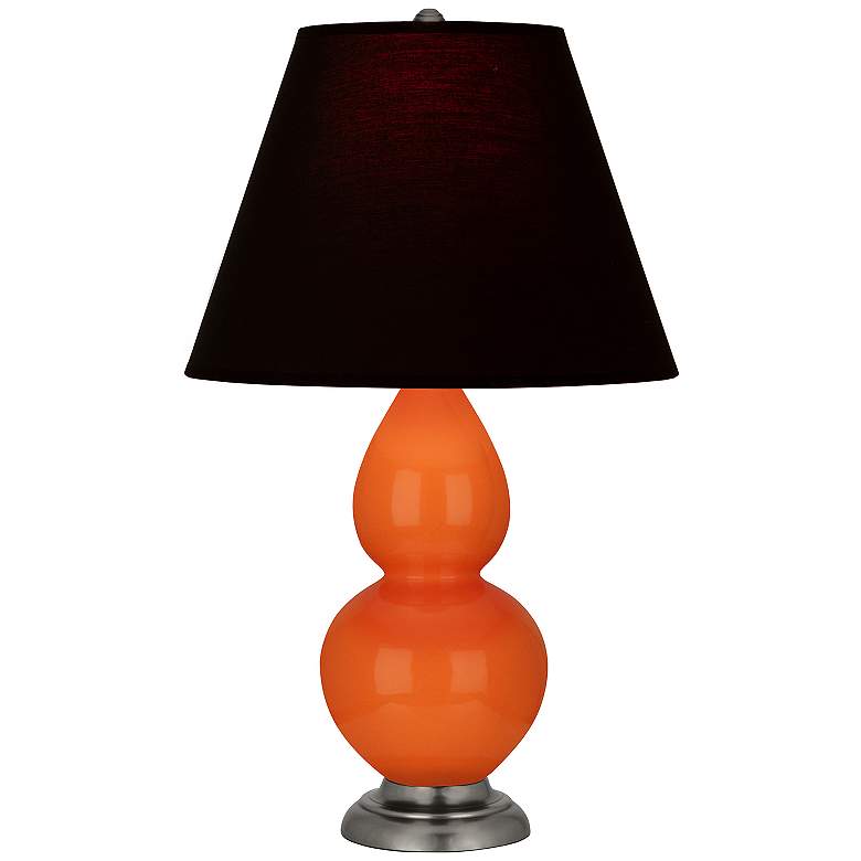 Image 1 Double Gourd 22.75"H Pumpkin And Silver Lamp w/ Ink And Rose Shade