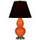 Double Gourd 22.75"H Pumpkin And Silver Lamp w/ Ink And Rose Shade