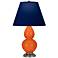 Double Gourd 22.75"H Pumpkin And Silver Lamp w/ Navy And Gray Shade
