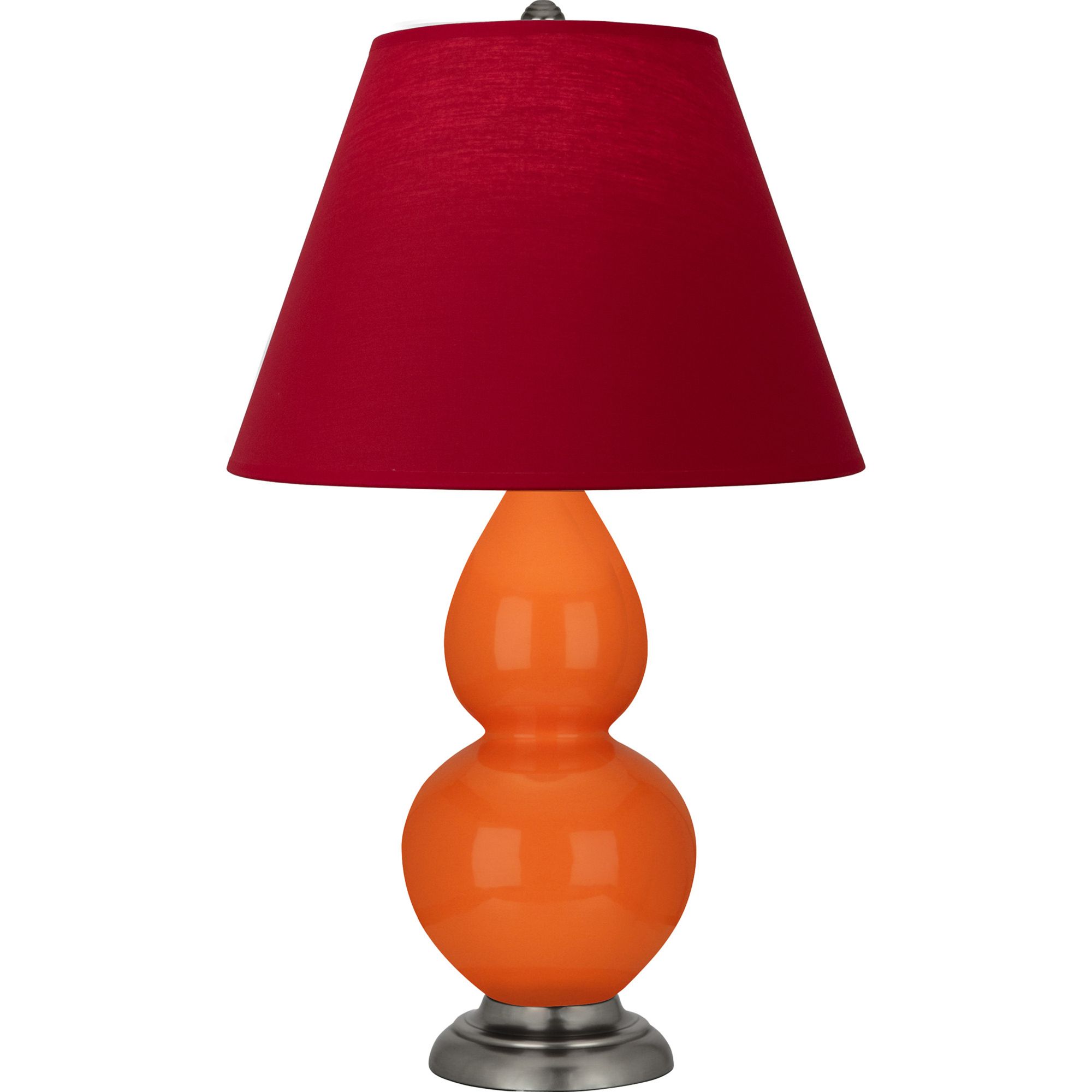 Image 2 Double Gourd 22.75"H Pumpkin And Silver Lamp w/ Rose And Ink Made to Order more views