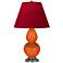 Double Gourd 22.75"H Pumpkin And Silver Lamp w/ Rose And Ink Shade