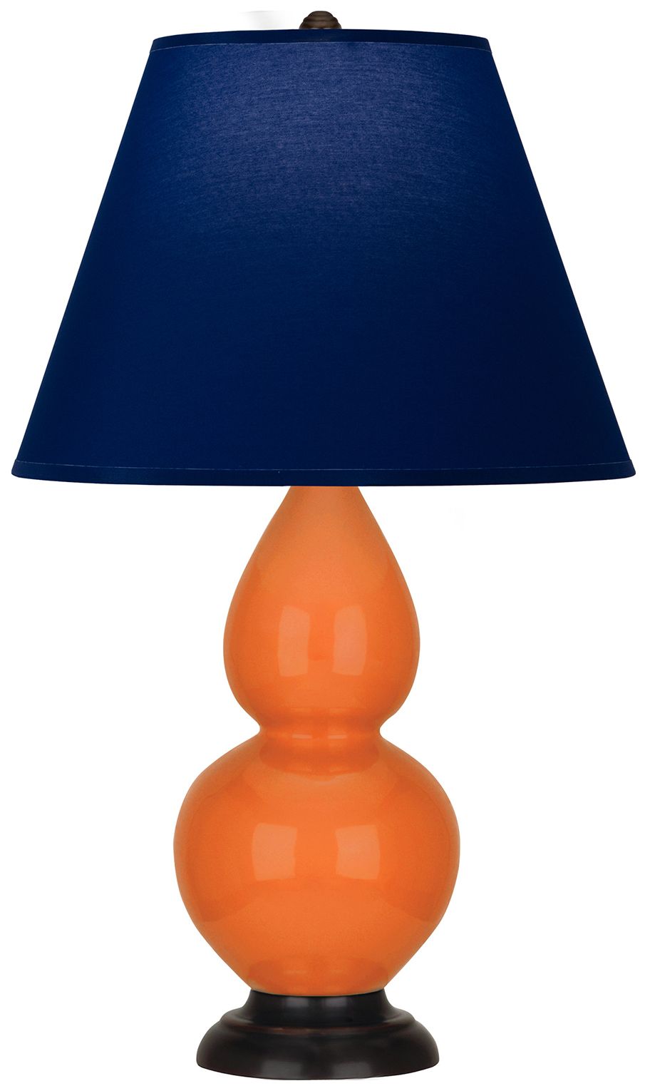 Double Gourd 22.75"H Pumpkin & Bronze Lamp w/ Navy & Gray Made to Order