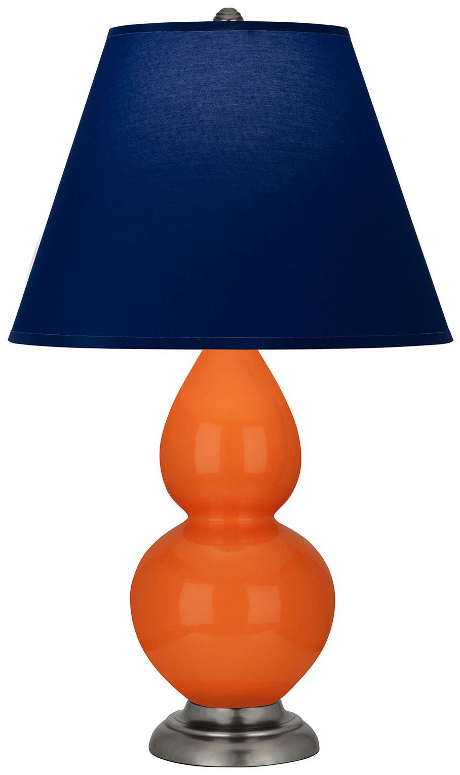 Double Gourd 22.75"H Pumpkin & Silver Lamp w/ Navy & Gray Made to Order