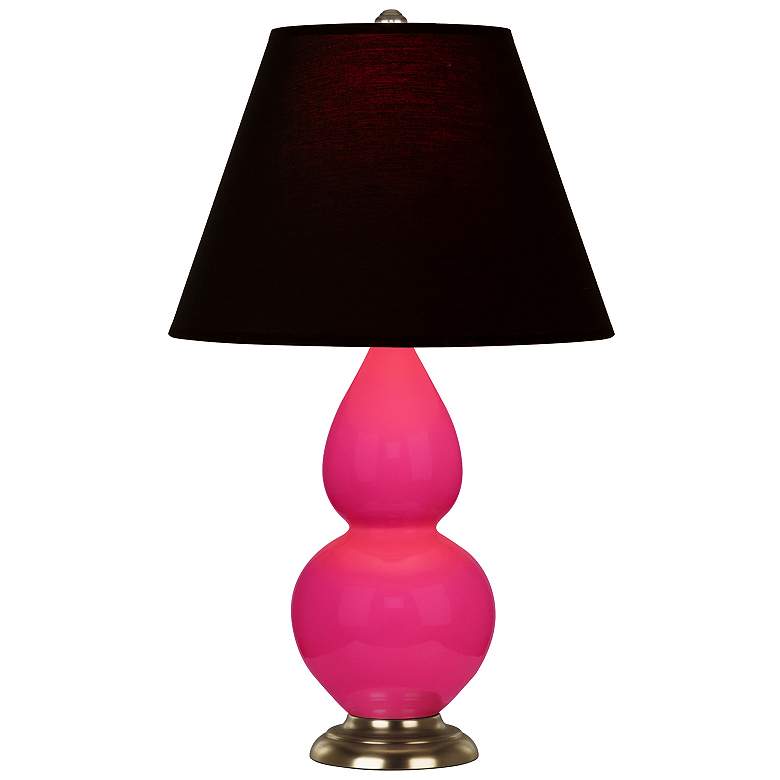 Image 1 Double Gourd 22.75"H Razzle Rose And Brass Lamp w/ Ink And Rose Shade