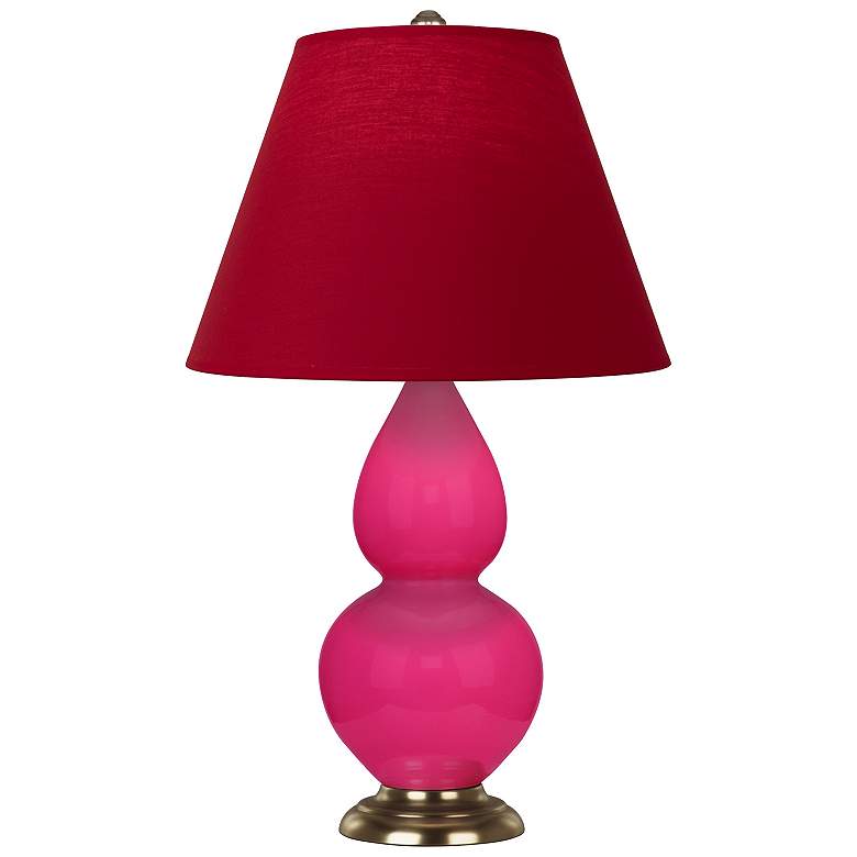 Image 1 Double Gourd 22.75"H Razzle Rose And Brass Lamp w/ Rose And Ink Shade