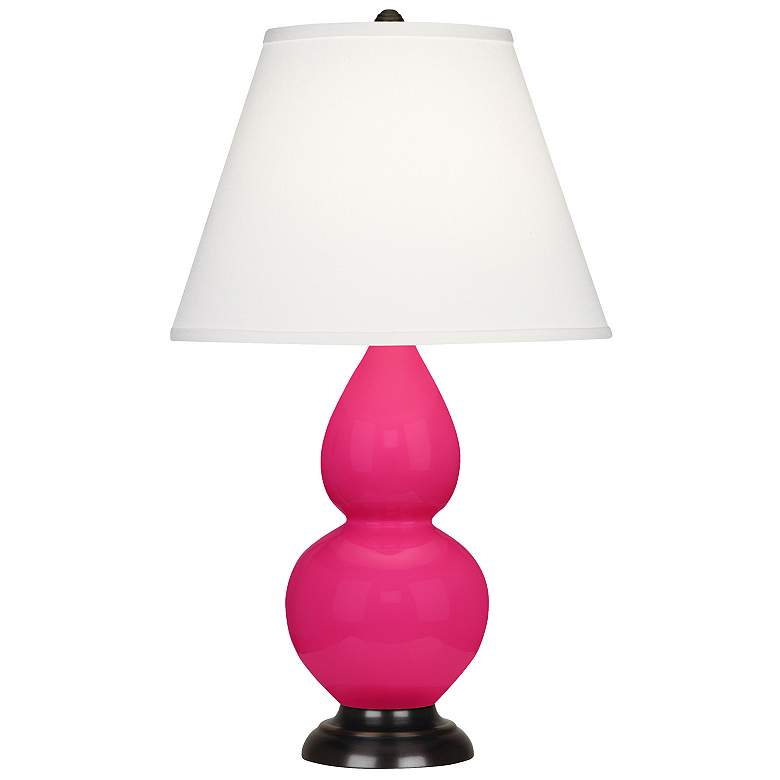Image 1 Double Gourd 22.75"H Razzle Rose And Bronze Accent Lamp w/ Pearl Shade