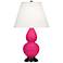 Double Gourd 22.75"H Razzle Rose And Bronze Accent Lamp w/ Pearl Shade