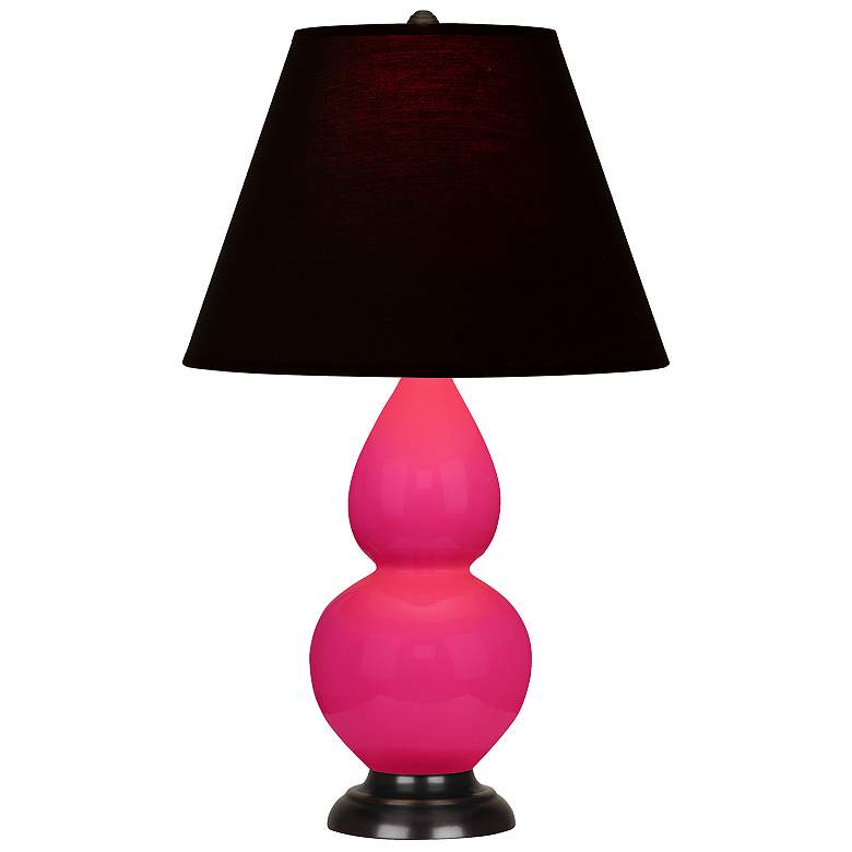 Image 1 Double Gourd 22.75"H Razzle Rose And Bronze Lamp w/ Ink And Rose Shade
