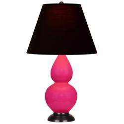 Double Gourd 22.75"H Razzle Rose And Bronze Lamp w/ Ink And Rose Shade