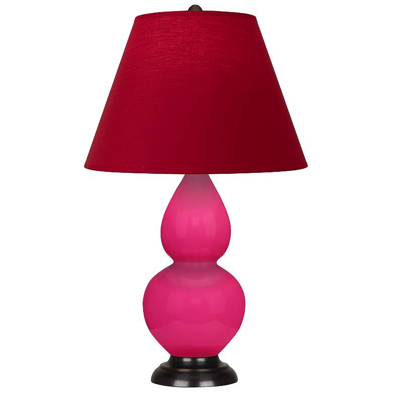 Image 1 Double Gourd 22.75"H Razzle Rose And Bronze Lamp w/ Rose And Ink Shade