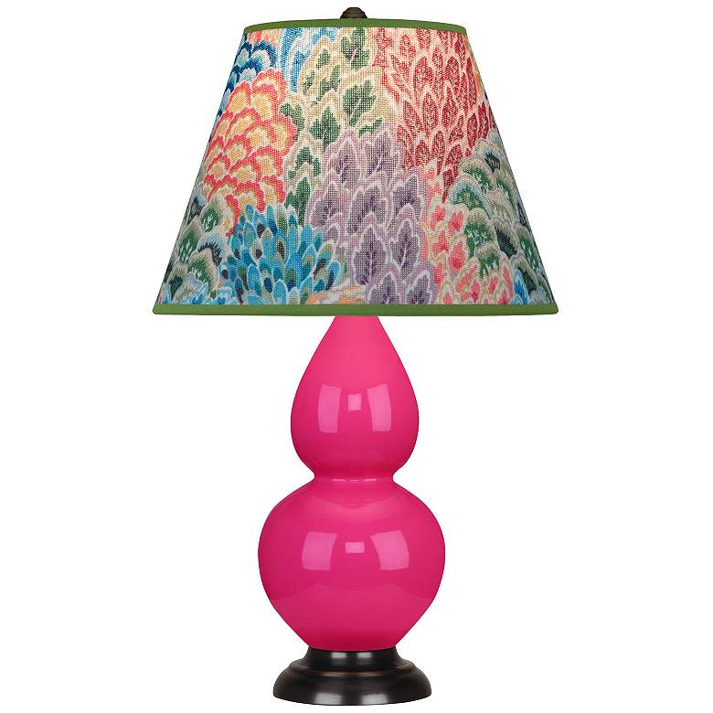 Image 1 Double Gourd 22.75"H Razzle Rose And Bronze Lamp w/ Spring Shade