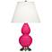 Double Gourd 22.75"H Razzle Rose And Silver Accent Lamp w/ Pearl Shade