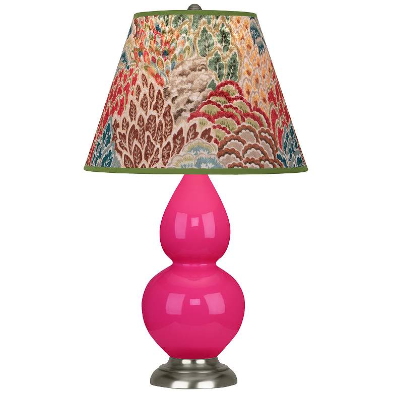 Image 1 Double Gourd 22.75"H Razzle Rose And Silver Lamp w/ Fall Floral Shade