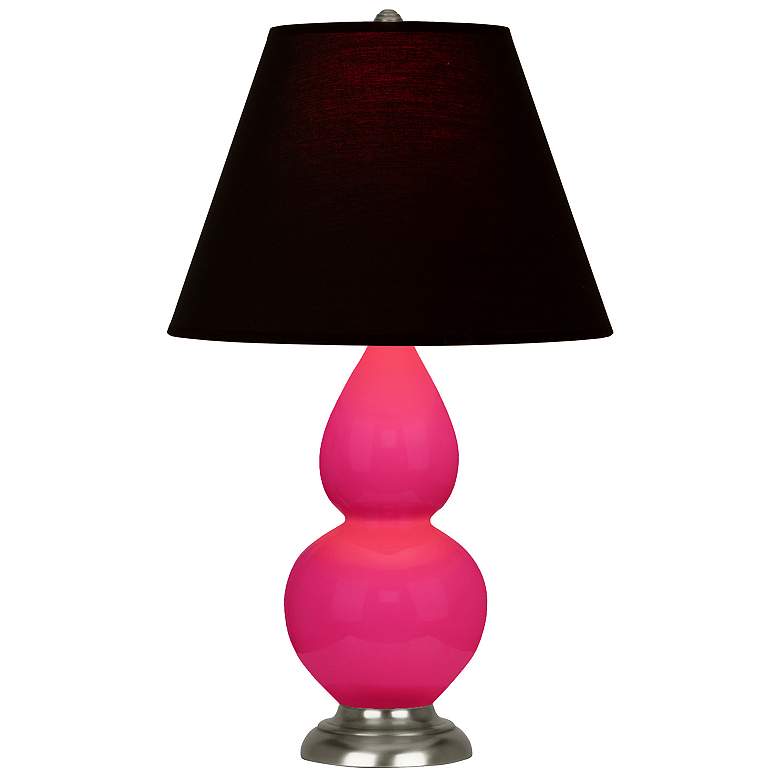 Image 1 Double Gourd 22.75"H Razzle Rose And Silver Lamp w/ Ink And Rose Shade