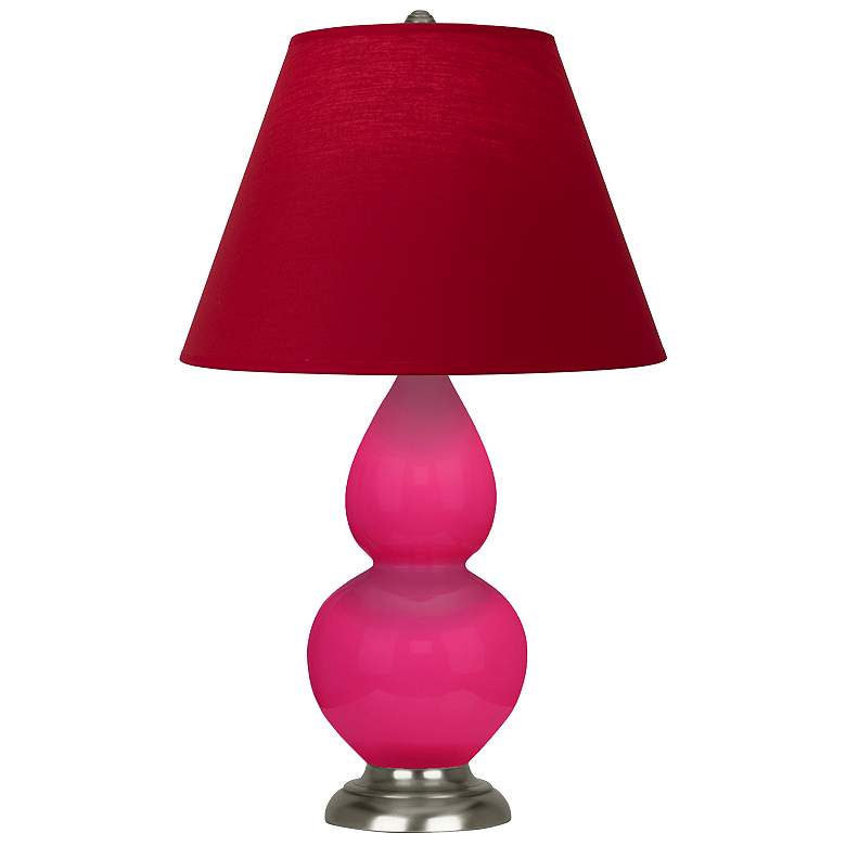 Image 1 Double Gourd 22.75"H Razzle Rose And Silver Lamp w/ Rose And Ink Shade