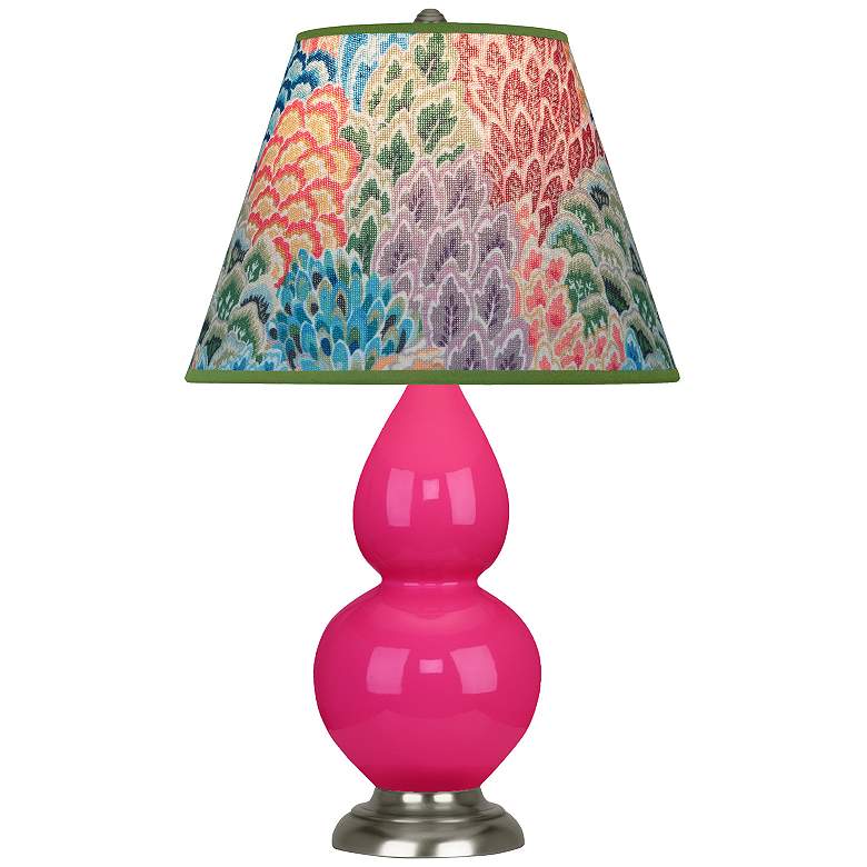 Image 1 Double Gourd 22.75"H Razzle Rose And Silver Lamp w/ Spring Shade