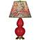 Double Gourd 22.75"H Ruby Red And Brass Lamp w/ Fall Floral Shade