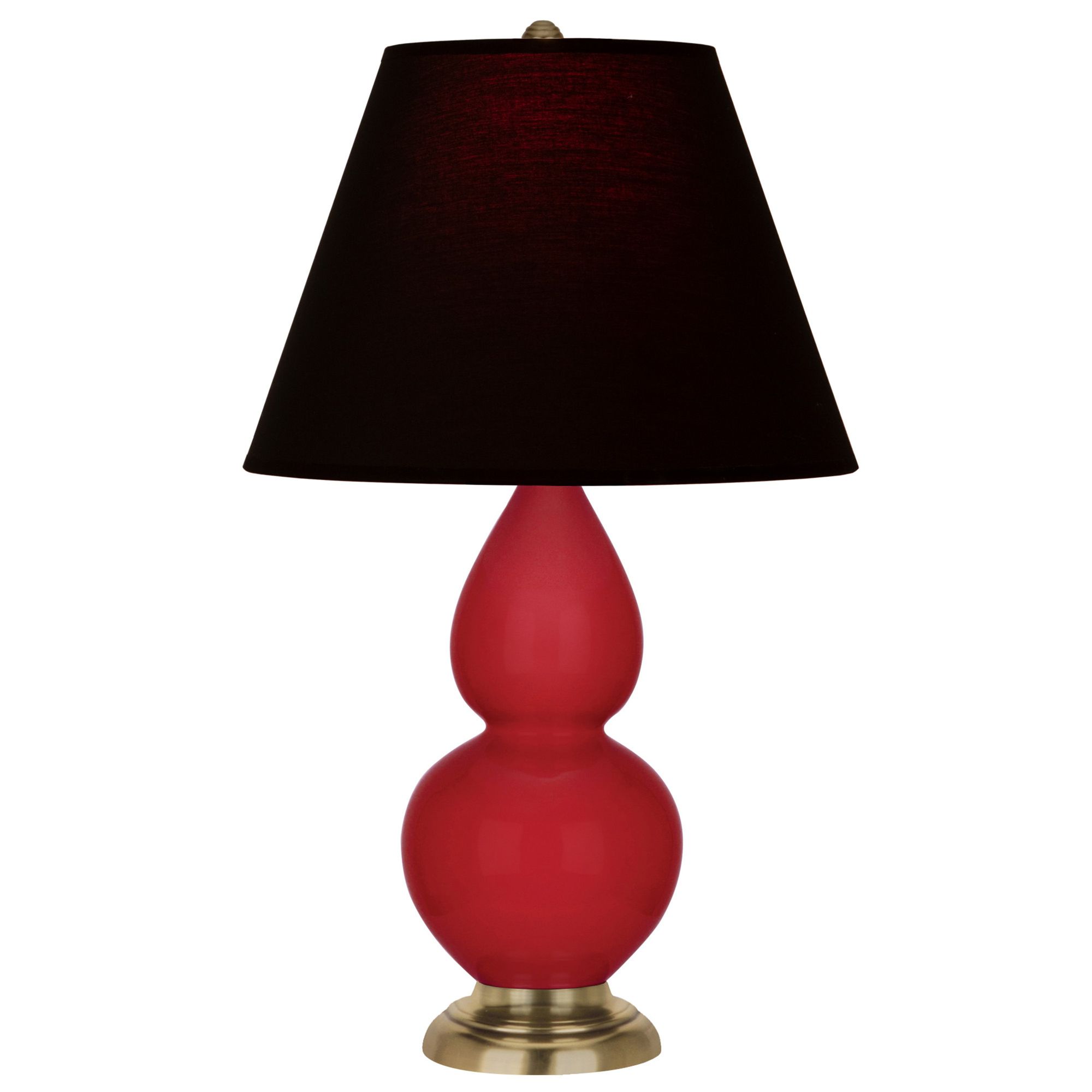Image 2 Double Gourd 22.75"H Ruby Red And Brass Lamp w/ Ink And Rose Shade more views