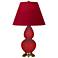 Double Gourd 22.75"H Ruby Red And Brass Lamp w/ Rose And Ink Shade