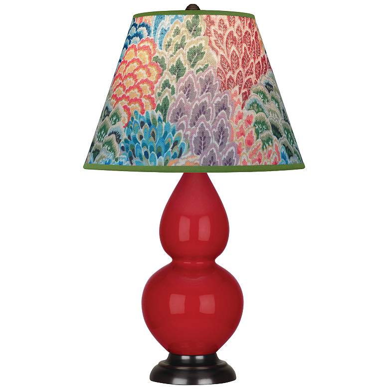 Image 1 Double Gourd 22.75"H Ruby Red And Bronze Accent Lamp w/ Spring Shade